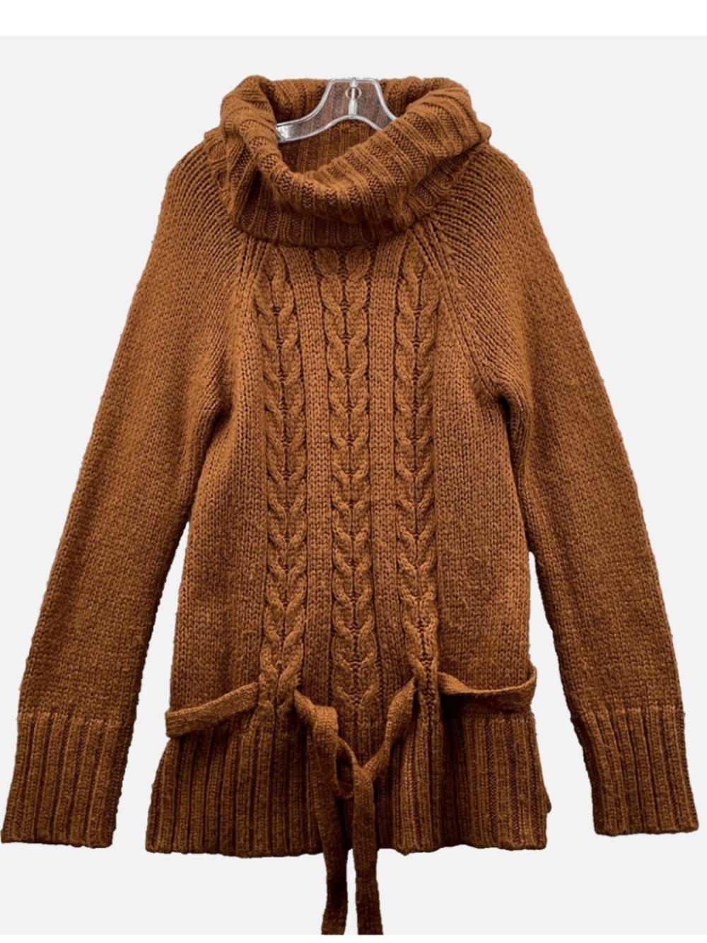 BCBG CableKnit Sweater Dress Women sz L Boho Chunky Y2k Academia Cabin Chic